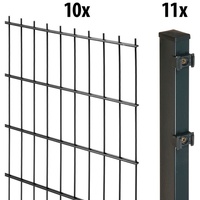 GARDEN 'N' MORE Doppelstabmattenzaun "Excellent" Zaunelemente Gr. H/L: 160 cm x 20 m H/L: 160 cm x 20 cm, grau (anthrazit) Zaunelemente