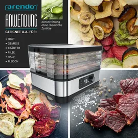 Arendo Dörrautomat, 5 Etagen, BPA frei, Edelstahl, Timer 24h