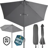 Kingsleeve Sonnenschirm halbrund 2,7m UV-Schutz 80+ Abdeckung anthrazit