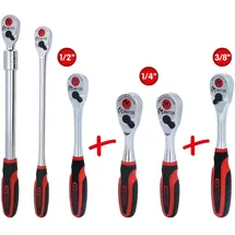 KS Tools Umschaltknarren-satz, 6-tlg 1/4" + 3/8" + 1/2"