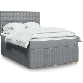 vidaXL Boxspringbett mit Matratze Hellgrau 140x200 cm Stoff