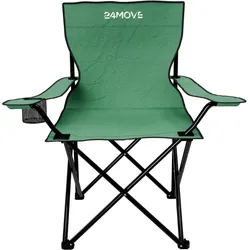 24MOVE® Campingstuhl Faltstuhl, grün, mit Getränkehalter und Tragetasche Outdoor, faltbar max. 100kg, Anglerstuhl, Polyester