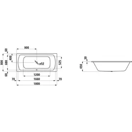 Laufen Pro Rechteckbadewanne 80 x 180 cm (H2279500000401)