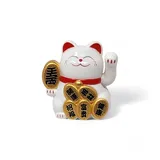 Starlet24 Solarbetriebene 5cm Mini-Glückskatze dekorative Figur Winkekatze mit Glücks- und Wohlstandssymbol für Büros und Zuhause (Weiss (131169))