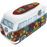 BRISA VW Collection - Volkswagen Neopren Universal-Schmink-Kosmetik-Kultur-Reise-Apotheke-Tasche-Mäppchen-Beutel T1 Bulli Bus (Flower/Bunt/Groß)