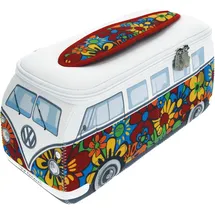 BRISA VW Collection - Volkswagen Neopren Universal-Schmink-Kosmetik-Kultur-Reise-Apotheke-Tasche-Mäppchen-Beutel T1 Bulli Bus (Flower/Bunt/Groß)