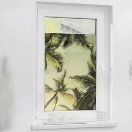 Lichtblick Fensterfolie Palmen und Sonne 1 St., blickdicht, strukturiertKlebepunkte, selbstklebend, Sichtschutz, Grün 100 x 130 cm (B x L)