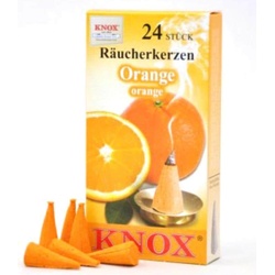 Knox, Duftkerzen, Räucherkerzen – Orange 24 Stk., Kegel
