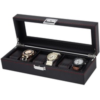 BSIHIHYA Uhrenbox für Herren,Uhrenaufbewahrungsbox,Uhrenschachtel,Uhrenschatulle,Uhrenbox,Watch Box mit Echtglass für 6 Uhren,Geburtstagsgeschenk,Schwarz