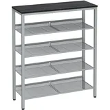 VASAGLE Schuhregal 75 x 93 x 28 cm anthrazitgrau-metallisches Silber / grau