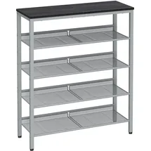 VASAGLE Schuhregal 75 x 93 x 28 cm anthrazitgrau-metallisches Silber / grau