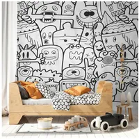 Profhome Fototapete Kindertapete 1,59 m x 2,8 m 4,45 m2 Schwarz/Weiß 398261-GU