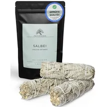 incensera Weißer Salbei Räuchern, 3 Stück Räucherbündel, Weisser Salbei Räuchern, Sage Smudge Stick, White Sage, Getrocknet