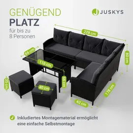 Juskys Manacor Lounge-Set schwarz/grau inkl. Abdeckung