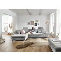 die planbar Ecksofa DIE PLANBAR "MP-IN14007, Breite 306 cm", grau, B:306cm H:84cm T:197cm, 100% Polyester, Sofas, Ecksofa, wahlweise mit Bettfunktion und verstellbaren Kopfstützen, in Cord