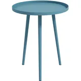 Runder Blauer Stahl-gartentisch, Outdoor-couchtisch Mit Runder Tischplatte Ø40 Cm, Höhe 50 Cm.