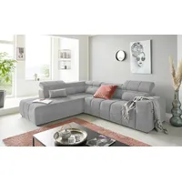 DOMO collection Ecksofa DOMO COLLECTION "BRANDON L-Form, auch in Leder", grau (hellgrau), B:275cm H:80cm T:228cm, Sofas, Ecksofa, inklusive Kopfteilverstellung, wahlweise mit Sitztiefenverstellung