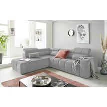 DOMO collection Ecksofa DOMO COLLECTION "BRANDON L-Form, auch in Leder", grau (hellgrau), B:275cm H:80cm T:228cm, Sofas, Ecksofa, inklusive Kopfteilverstellung, wahlweise mit Sitztiefenverstellung