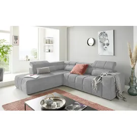 DOMO collection Ecksofa DOMO COLLECTION "BRANDON L-Form, auch in Leder", grau (hellgrau), B:275cm H:80cm T:228cm, Sofas, Ecksofa, inklusive Kopfteilverstellung, wahlweise mit Sitztiefenverstellung