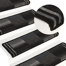vidaXL Treppenmatten 15 Stk. 65x21x4 cm Schwarz Grau