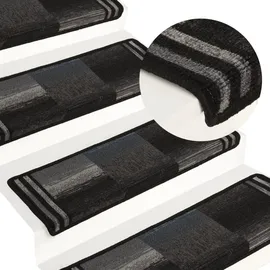 vidaXL Treppenmatten 15 Stk. 65x21x4 cm Schwarz Grau