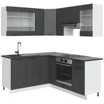 Vicco Eckküche Dunkelgrau, Weiß, L-Form,Formgebogen, 190x82x60 cm, AP Anthrazit