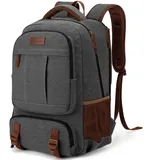 Tzowla Canvas Laptop Rucksack aus Segeltuch,Reise Backpack Tasche Herren und Damen,Arbeit Reiserucksack für 17,3 Zoll Notebook-Rechner,Büchertasche mit USB-Ladeanschluss,Dunkelgrau
