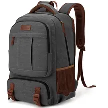 Tzowla Canvas Laptop Rucksack aus Segeltuch,Reise Backpack Tasche Herren und Damen,Arbeit Reiserucksack für 17,3 Zoll Notebook-Rechner,Büchertasche mit USB-Ladeanschluss,Dunkelgrau