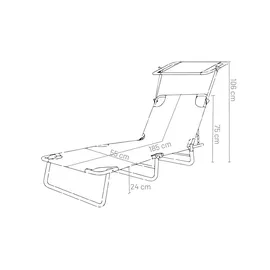 VCM Sonnenliege Klappliege 185 x 55 x 24 cm Anthrazit