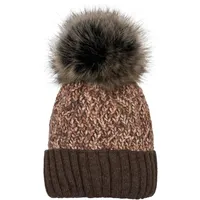 Stylebreaker Bunte Strick Bommelmütze beige/braun