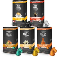 Kennenlern Bundle - Der-Franz Nespresso kompatible Kaffee Kapseln - 5 x 10 Kapseln, Crema, Espresso, Haselnuss, Vanille, Karamell