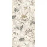 Rasch Textil Rasch Tapete 201352 - Helle Tapete mit Blumen in hellem Grau und zartem Beige, Blumentapete - 10,05m x 0,53m (LxB)