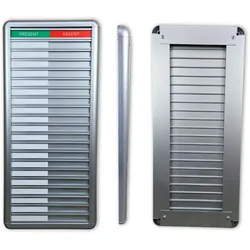 CombiCraft Anwesendheitstafel bzw. Abwesenheitstafel "Présent-Absent" in einem silberfarbenen Aluminiumschiebeprofil für 20 Personen - 257 x 580 mm