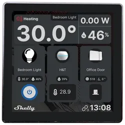 Shelly Wall Display - Schwarz Ein smartes Bedienfeld mit integriertem 5-A-Schalter und Farbdisplay