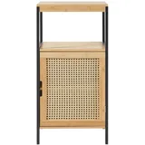 [en.casa] Tervola Badschrank 40 x 80 x 35 cm Schwarz/Bambus