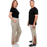 Dobsom Reha Hose SALTÖ für Damen und Herren | Sand | XXL | Überziehhose für Fahrrad und Roller, Physio, Gipsbein, OP | Seitlich zu öffnen | Durchgehender Reißverschluss - XXL