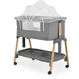 Cangaroo Beistellbett Adoro, verstellbar, Matratze, Moskitonetz, Räder grau