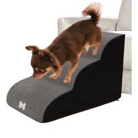 Hundetreppen/Treppen für hohe Betten, 3 Stufen Leiter Haustiertreppe für Schlafsofa Hundetreppe mit Plüschbezug, Farbe wählbar bis zu 121 lb.