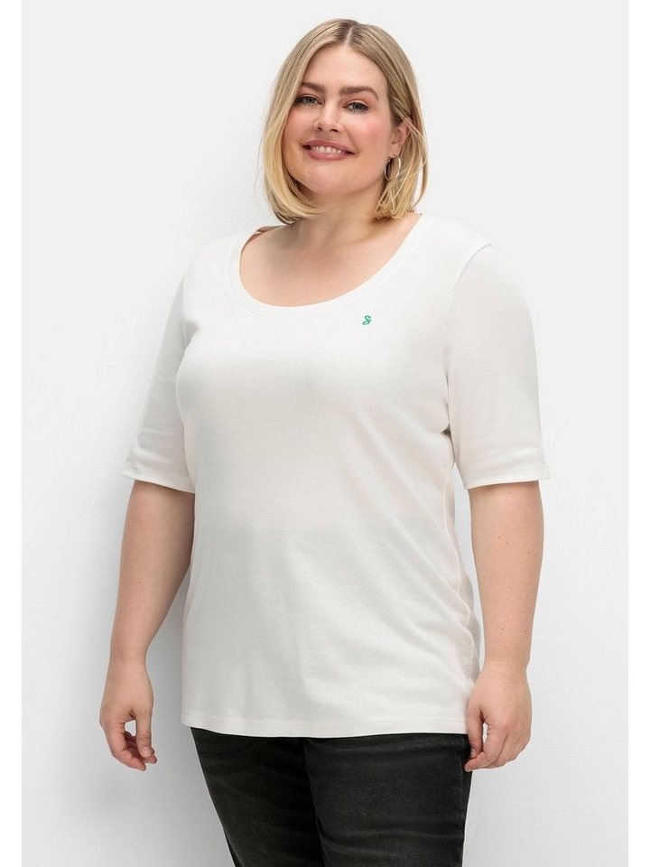 Sheego T-Shirt Große Größen in feiner, dehnbarer Rippqualität weiß 48/50