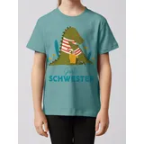 wat? APPAREL T-Shirt Krokodil Große Schwester in Teal Monstera | Gr.: 134-146