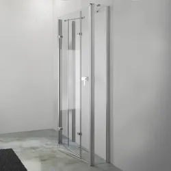 HÜPPE Design pure U-Kabine mit 2 Schwingfalttüren, Maßanfertigung, Glas mit Anti-Plaque, mit Komfortgriff