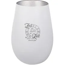 der porzellan-laden Windlicht Zeitloses Windlicht Glas Silber/Weiß
