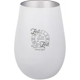 der porzellan-laden Windlicht Zeitloses Windlicht Glas Silber/Weiß