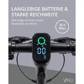 Vmax E-Scooter mit Straßenzulassung mit Blinkern, Elektroroller Max.20km/h, 35 km Reichweite - Schwarz