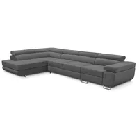 KREATIVE FURNITURE & DESIGN Ecksofa Links 343x88x203 cm - Sofa mit Schlaffunktion - Geräumig Eckcouch - Couch L Form - Wohnlandschaft L-Form Perfekt Für Ihr Zuhause Grau Links