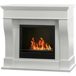 Divina Fire Bioethanol-Bodenkamin Biokamin WASHINGTON Weiß L111 x T43 x H99