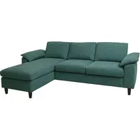 MCW Sofa-Garnitur MCW-O71, Couch Ecksofa L-Form, Liegefläche links/rechts, Stoff (320 g/m2) Holz 84x229x140cm ~ grau-grün
