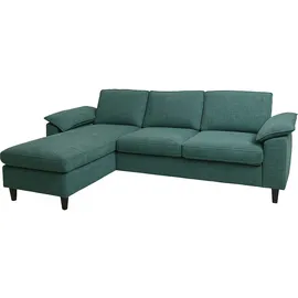 MCW Sofa-Garnitur MCW-O71, Couch Ecksofa L-Form, Liegefläche links/rechts, Stoff (320 g/m2) Holz 84x229x140cm ~ grau-grün