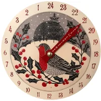 LUVDECO Weihnachts Countdown Kalenderuhr 12 Inch Holz Weihnachten Countdown Uhr Weihnachten Runde Uhr Form Countdown Kalender 24 Tage Adventskalender Holzuhr Dekoration für Urlaub Wand Tür Deko