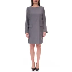Damen nachhaltiges Kleid mit Schulterpolstern Business-Kleid mit Wollanteil Mini-Kleid 956968 Grau - 50